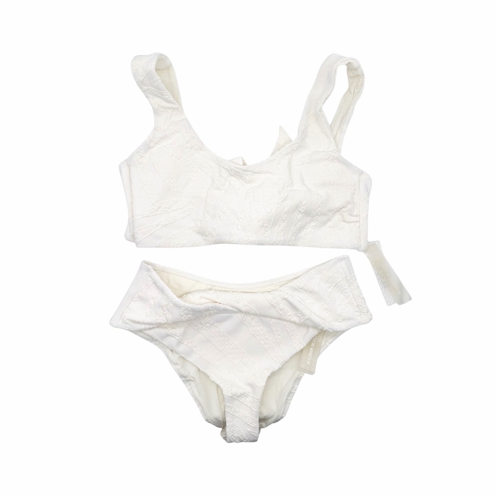 Devon Windsor Scarlett Top Elsa Bottom Bikini Set White Zebra Textured Small NWT